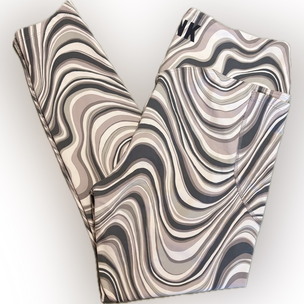 VS Pink Active Gray/White Patterned Groovy Leggings / Sz. XL Athletic Pants
